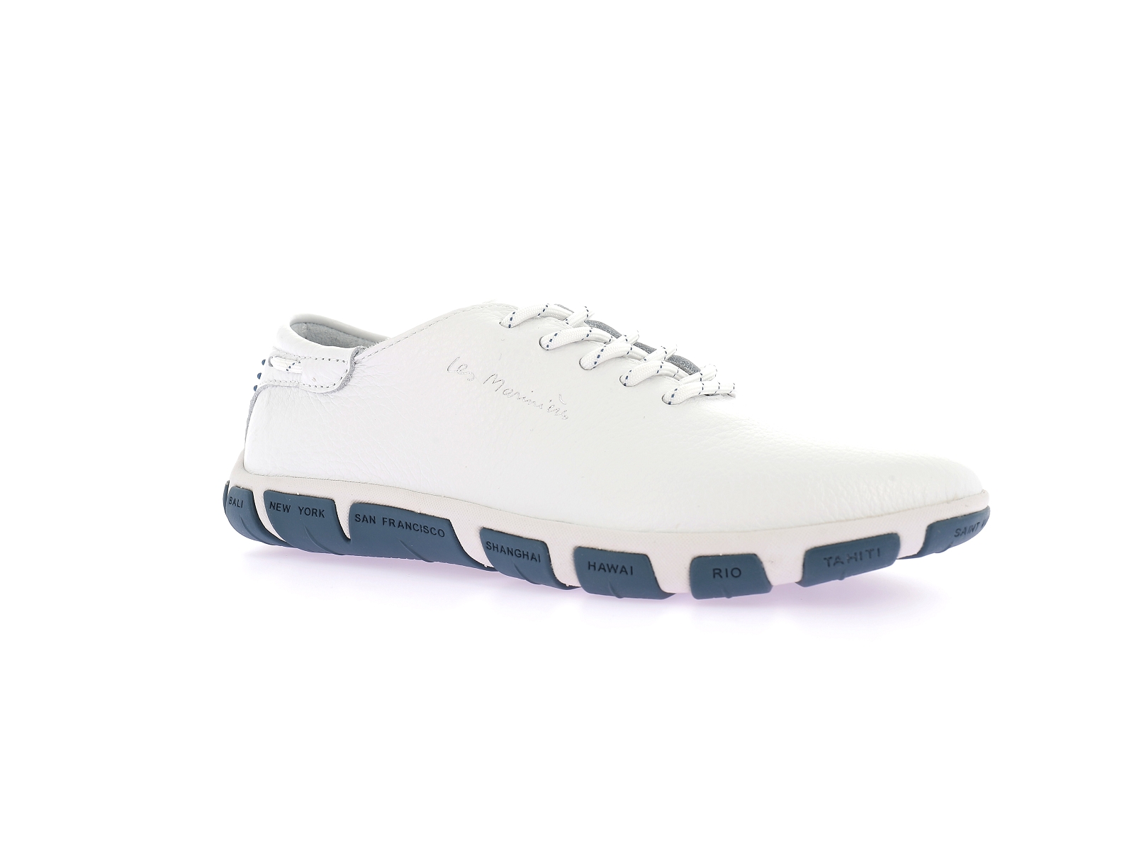 Tbs-JAZARU Cuir Blanc Bleu