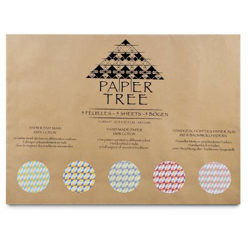 PAPERTREE bedrucktes Baumwollpapier, 5 Blatt