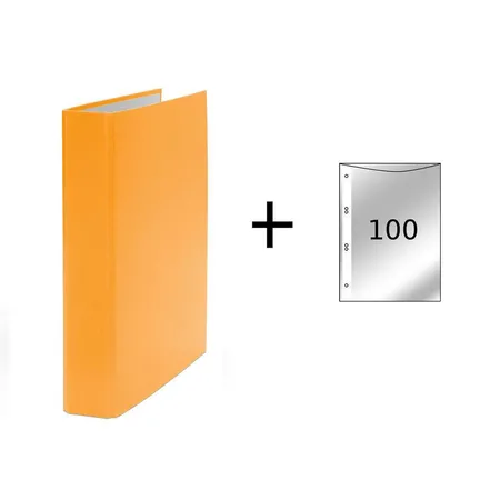 Livepac Office Ringbuch 2-Ring Mechanik, DIN A5, orange + 100 Prospekthüllen
