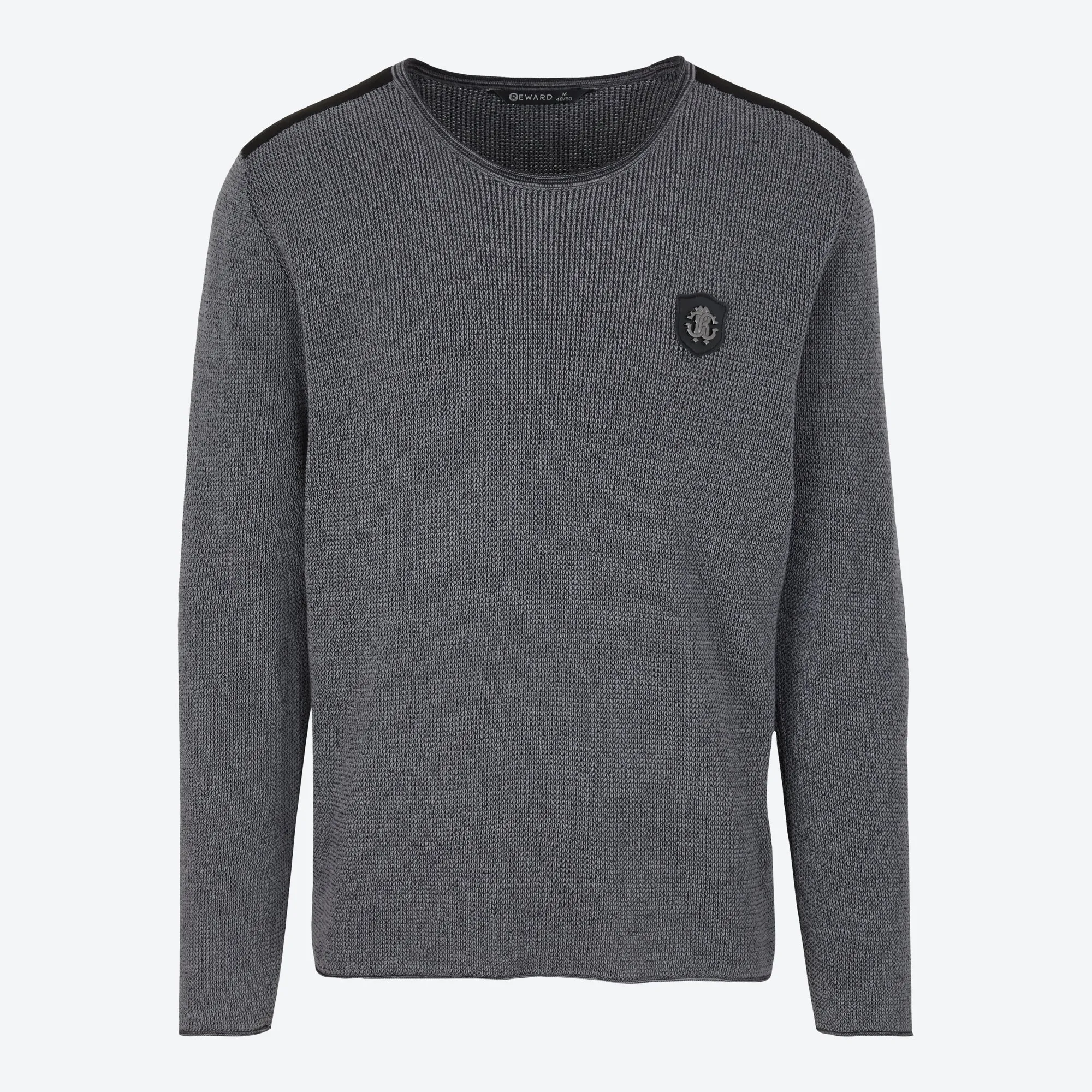 Herren-Pullover mit Kunstleder-Applikationen