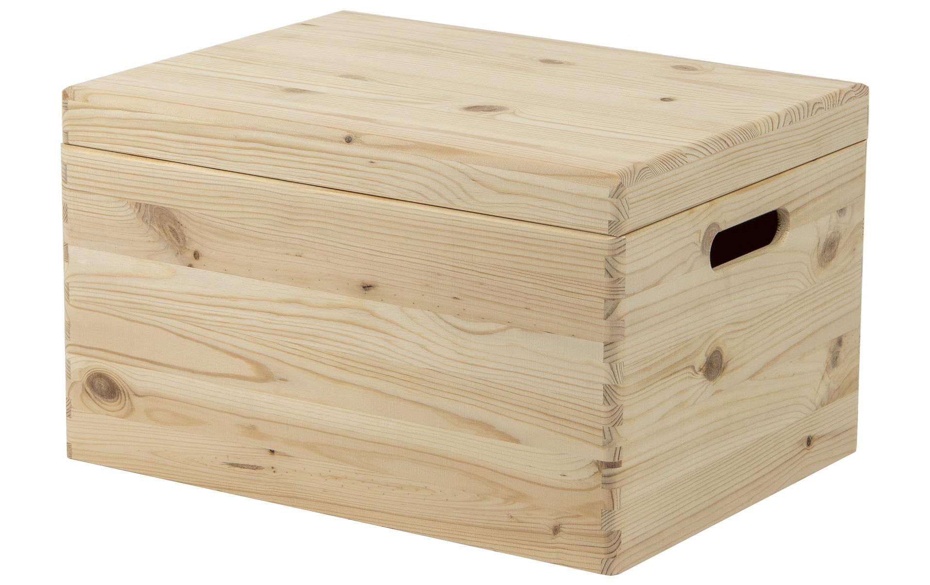 Aufbewahrungsbox mit Deckel, Kiefer 30 x 23 x 40 cm, BraunHolzbox mit Griff zum Stapeln