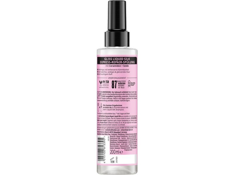Schwarzkopf GLISS Haarspülung Liquid Silk Express 200 ml Haarpflege glättet die Haaroberfläche und intensiviert natürlichen Glanz