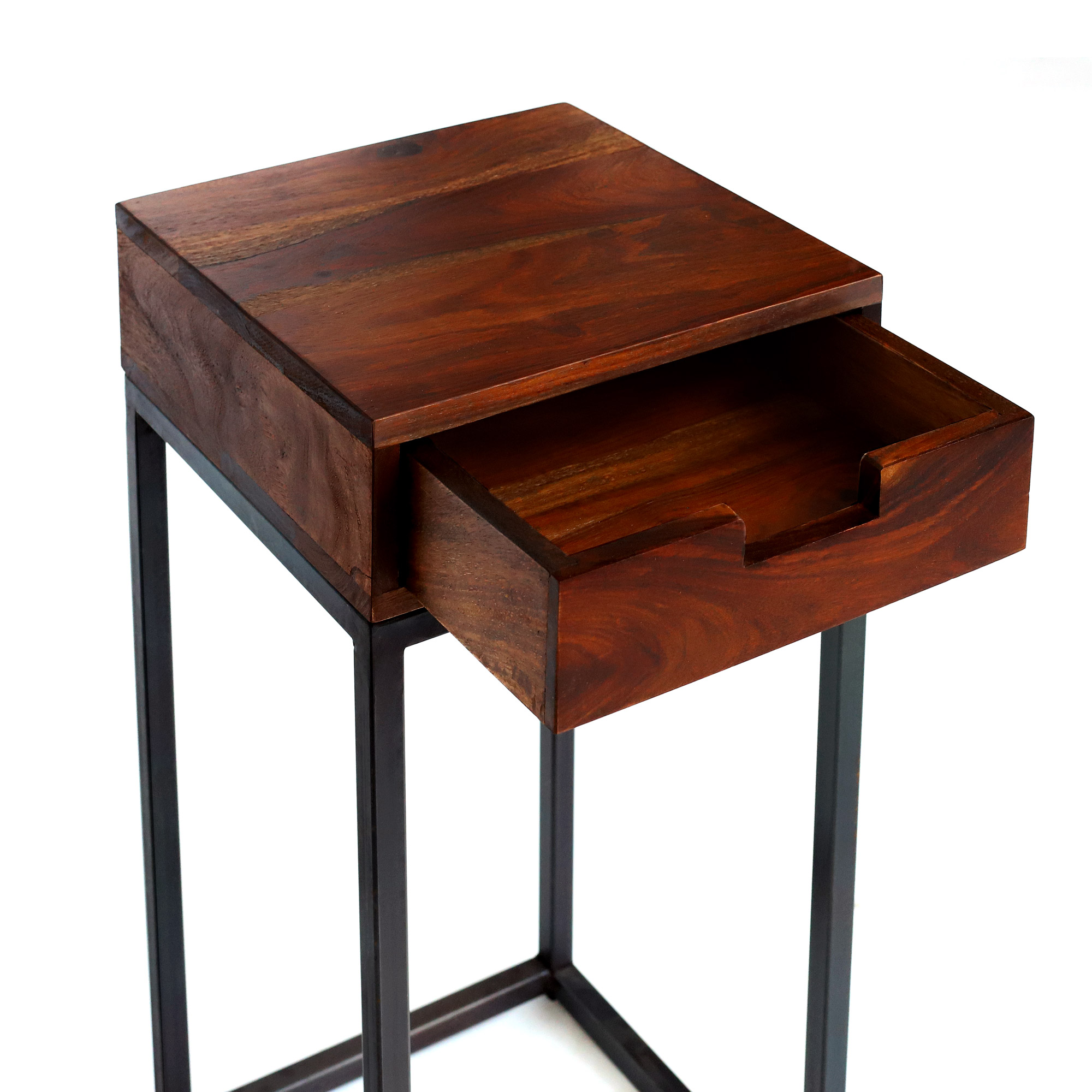 Beistelltisch, aus Palisander und Eisen, H 68 cm, B 32 cm, L 32 cm von fischer's lagerhaus