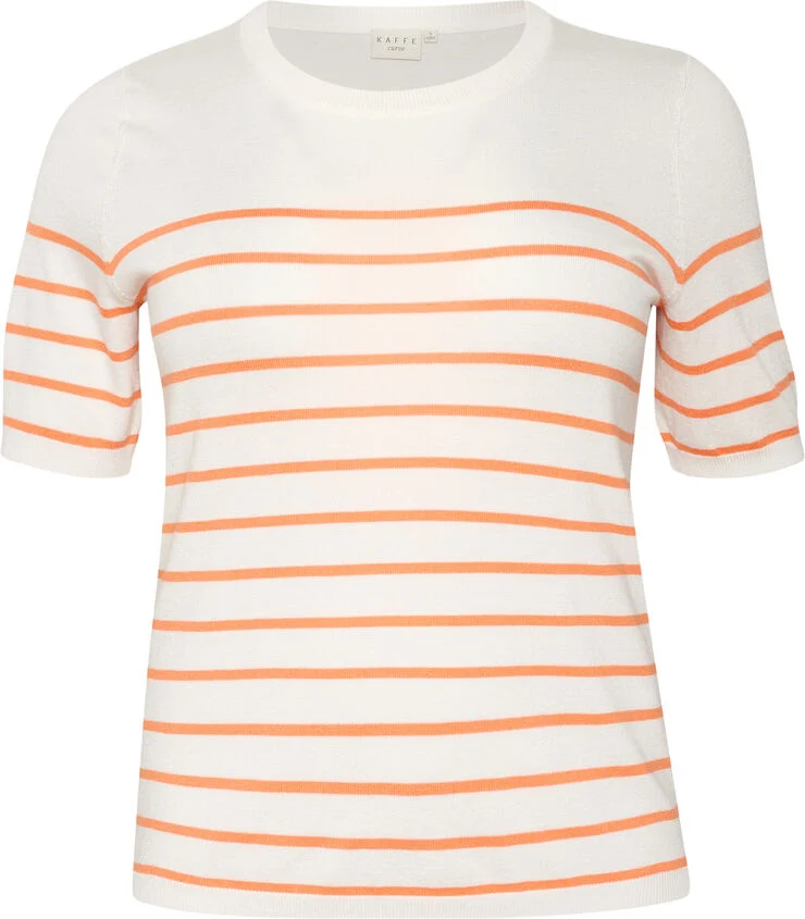 Kaffe Curve KCmalia Narrow Stripe Pullover Chalk / melon stripe