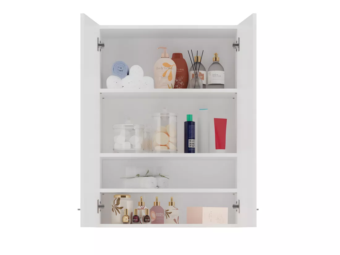 NELLIO - Armoire de toilette murale - Meuble SDB à suspendre - Dimensions 64x30x90 cm - Rangement Salle de bain