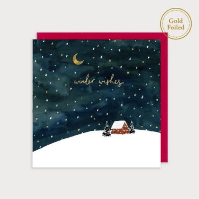 Winter Wishes Cabin In The Snow Greetings Card