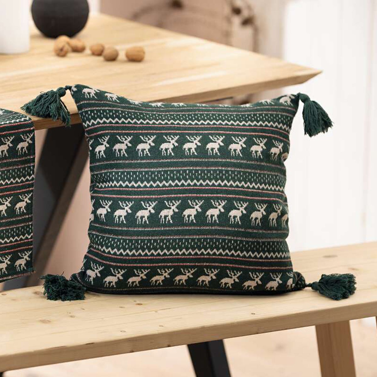 FRANK FLECHTWAREN | Scandinavische kussenhoes, 45 x 45 cm, POLYESTER, WOL