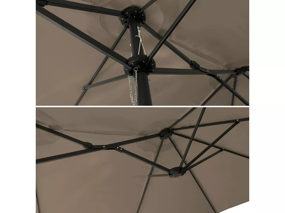 Parasol double 2,7x4,6m LINAI taupe - HAPPY GARDEN