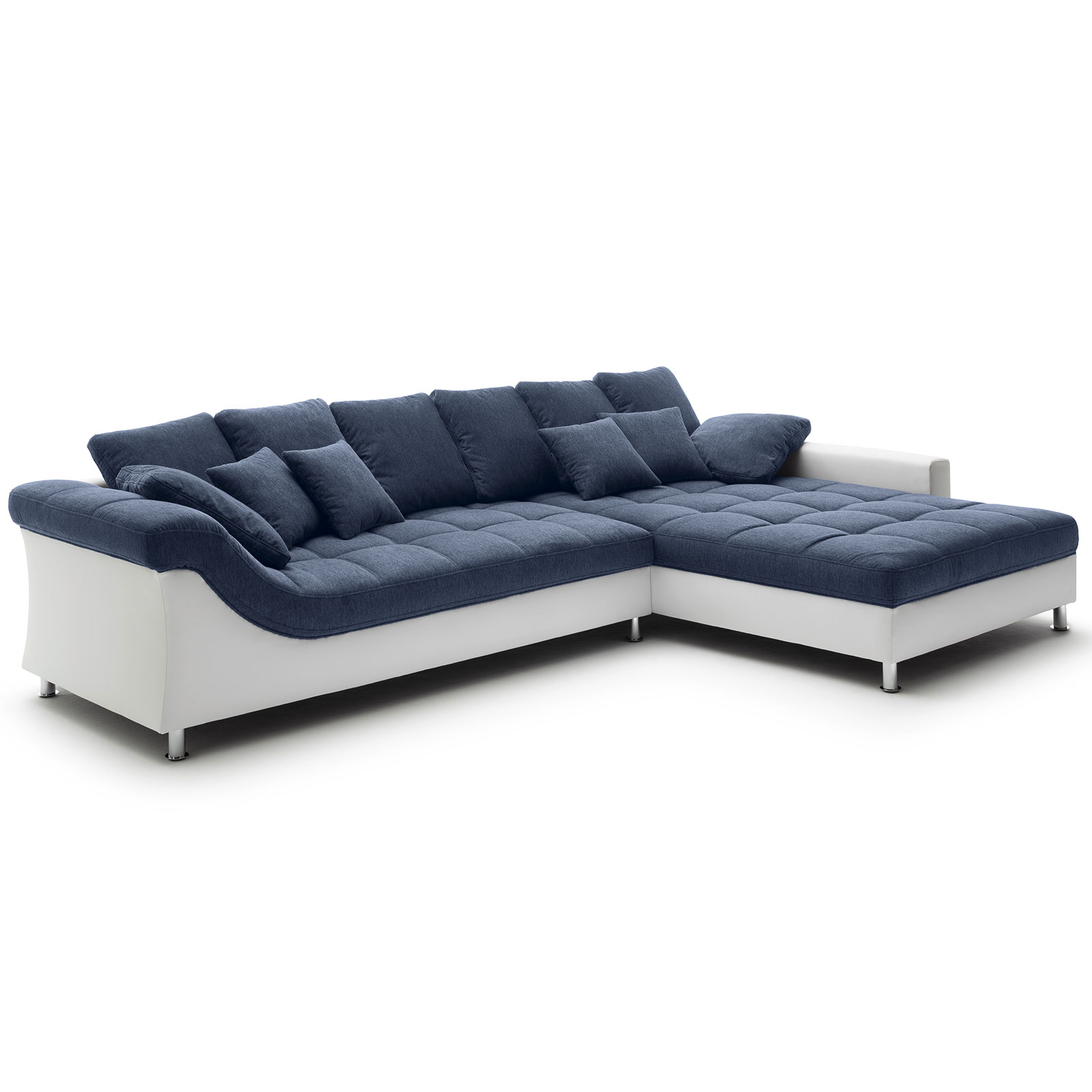Ecksofa - blau-weiß - beidseitig montierbar