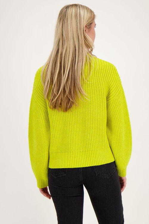 Limegroene oversized trui met opstaande kraag