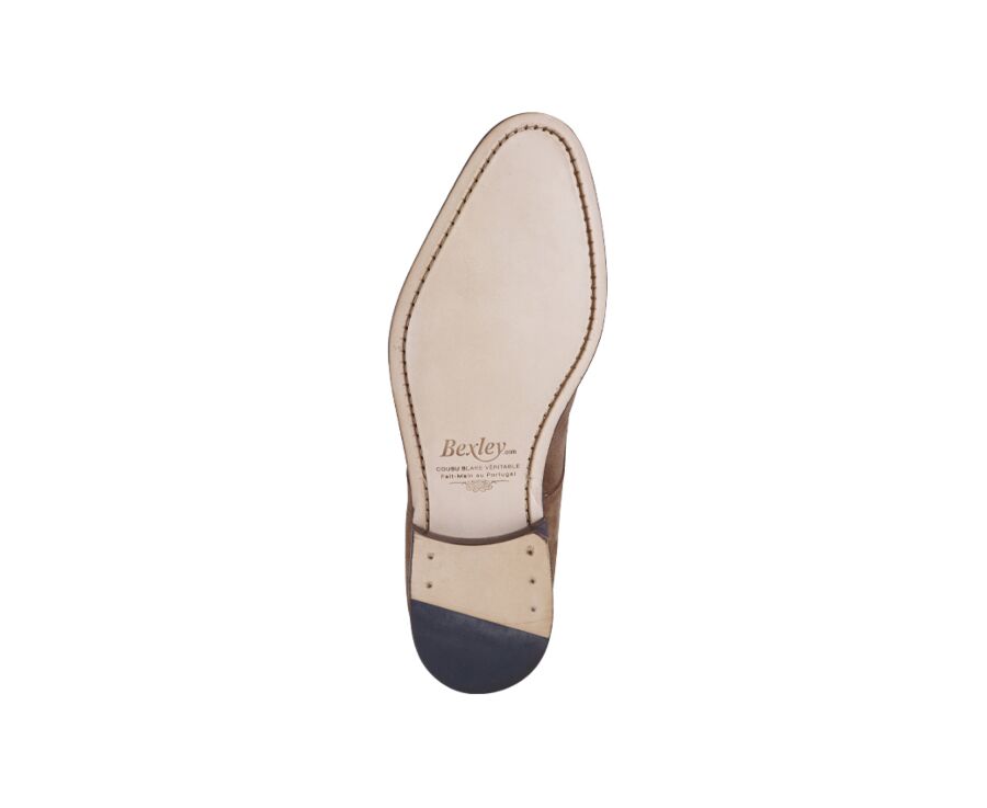 Derbies homme Velours havane semelle cuir - DOVER