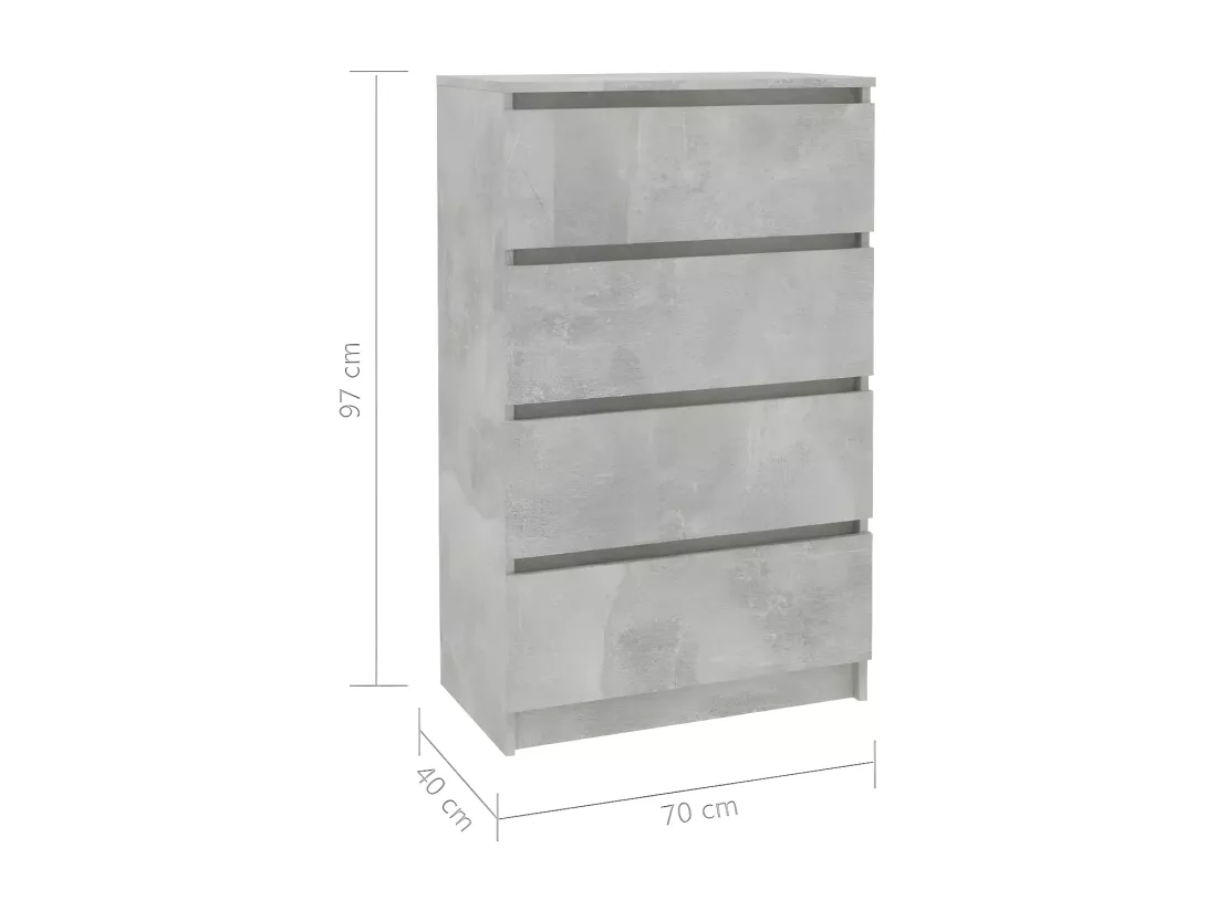 Commode haute 4 tiroirs bois gris effet béton Agency