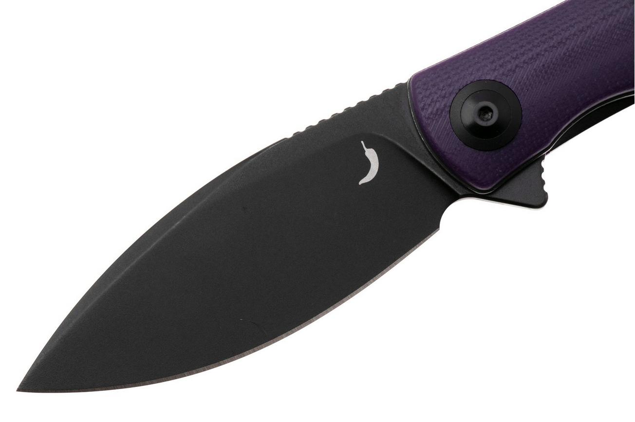 Trollsky Knives Mandu Evo MTE014 Blackwashed MagnaCut, Purple G10, zakmes, Michael Trollsky design