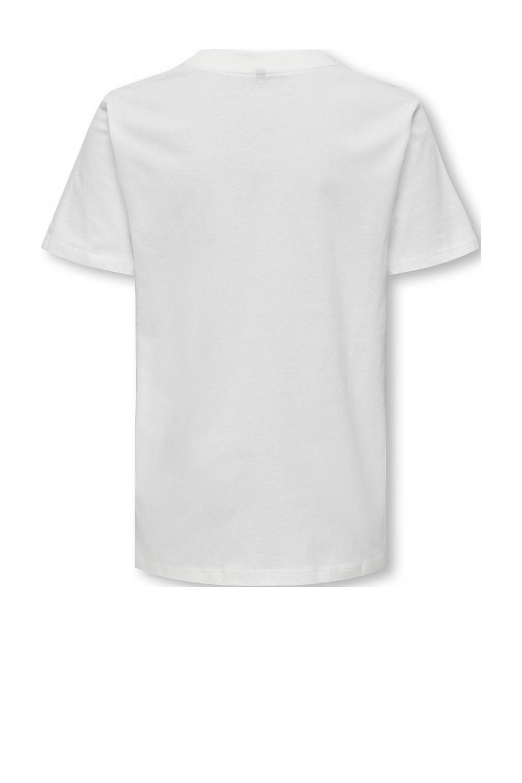 ONLY T-shirt KOBNILAS met printopdruk wit/blauw