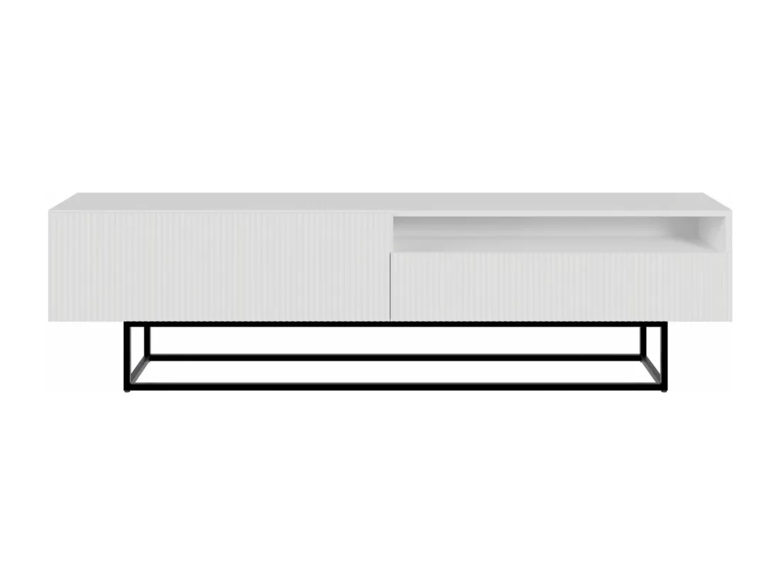 Meuble TV avec niche sur pieds noir - 175 cm - blanc - VELDIO
