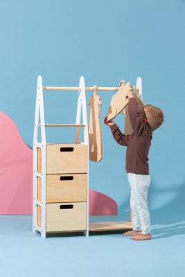 Duck Woodworks Knaggrekke med Skuffer, Hvit
