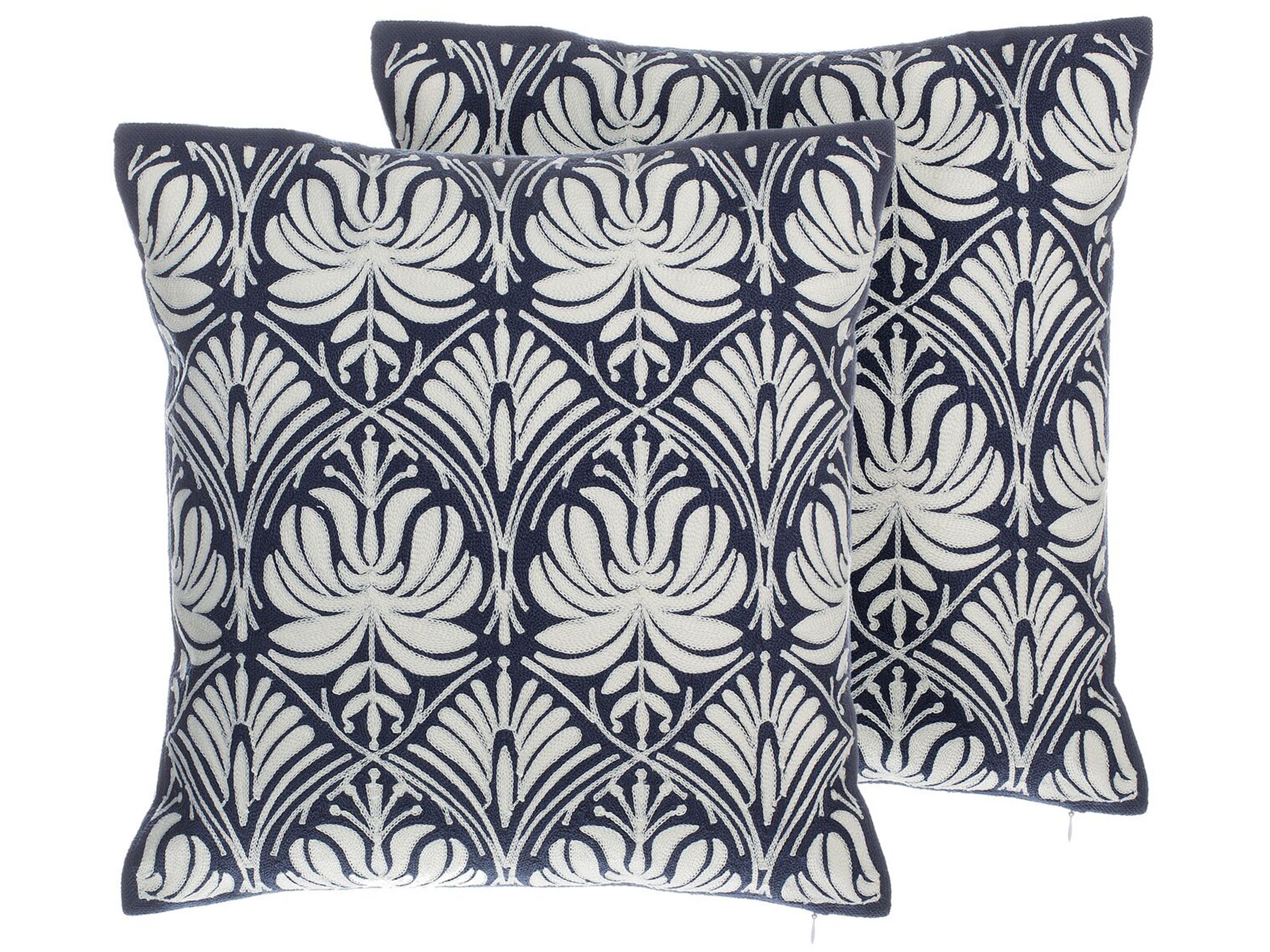 Set van 2 sierkussens NEMESIA Katoen 45 x 45 cm Donkerblauw ikat