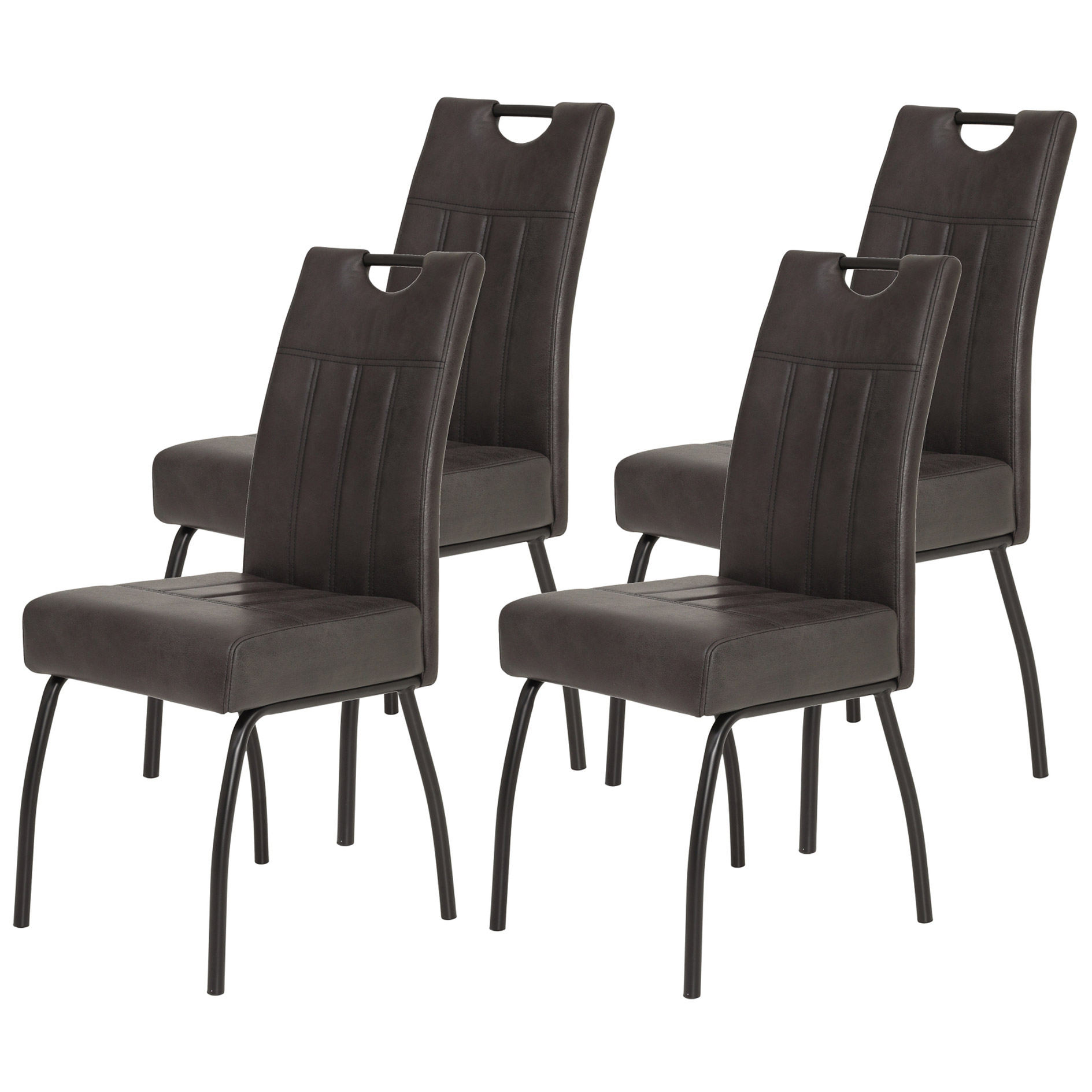 4er-Set Polsterstühle - Vintage anthrazit - schwarz - Microfaser