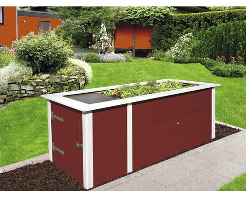 Weka Profi classic verhoogd tuinbed met intern noppenmembraan en woelmuisgaas, 205x79x81 cm, rood