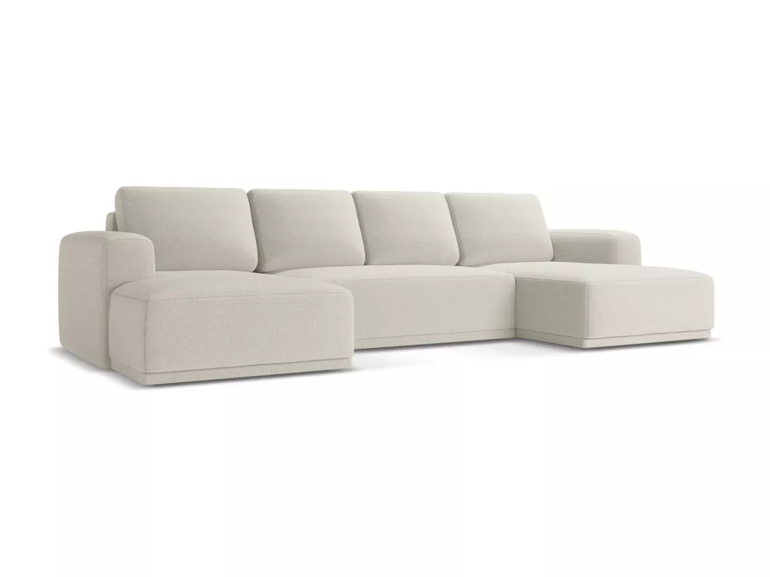 Canapé d'angle panoramique convertible en tissu chenille - argent - KAILA
