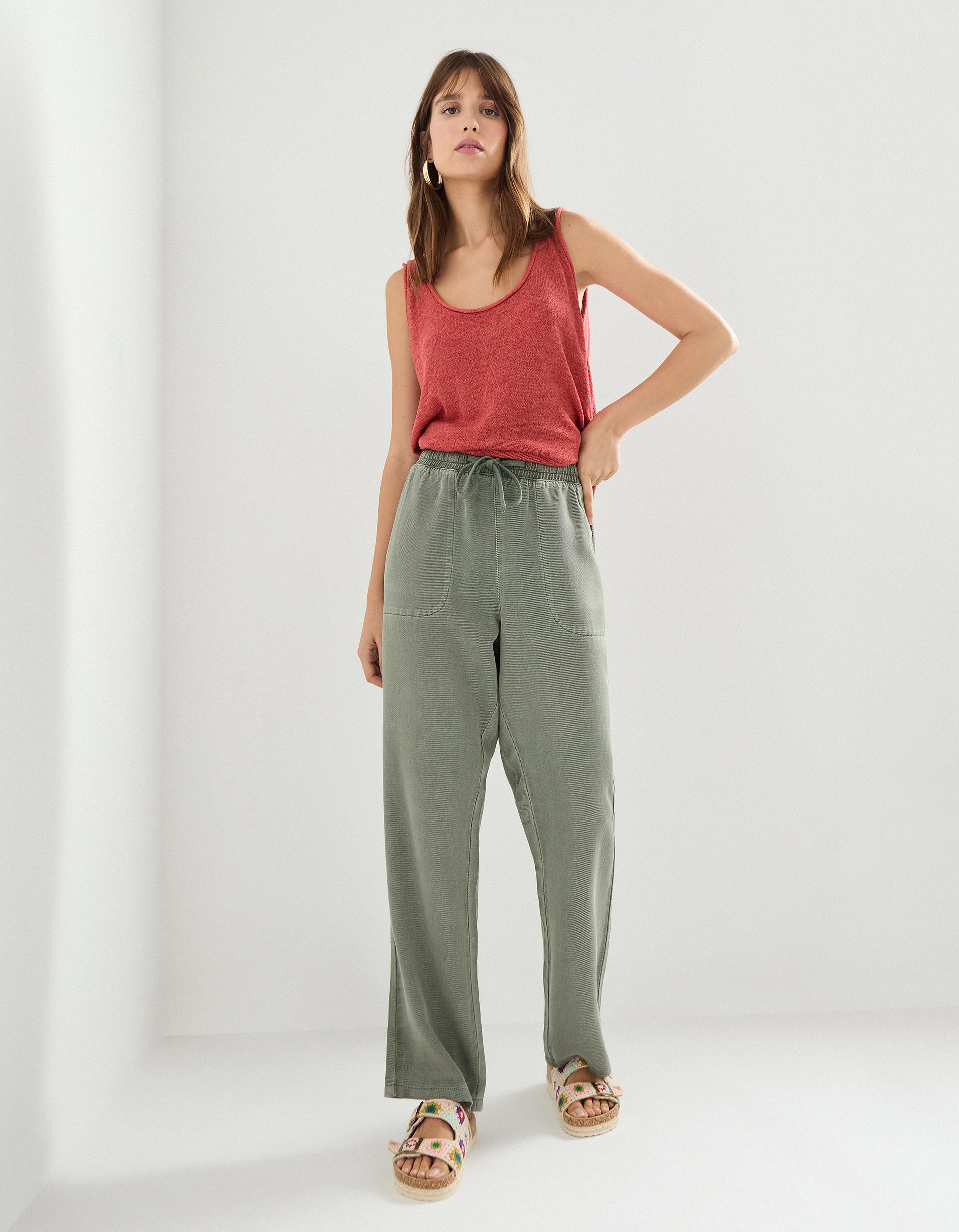 Calças Joggers, Mulher, Verde Claro