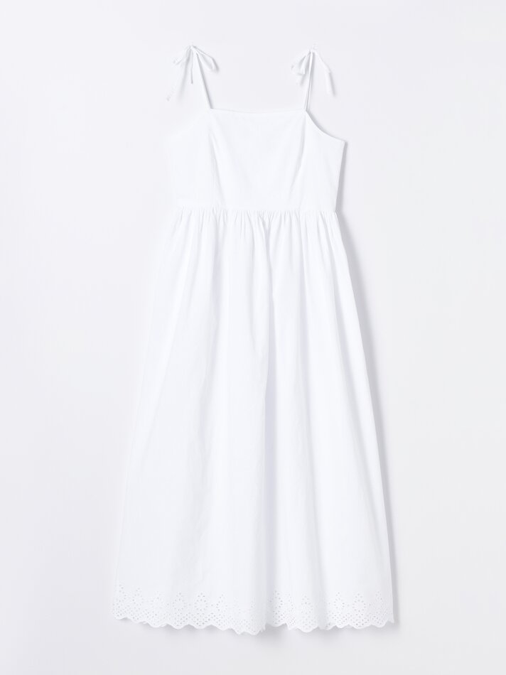Vestido midi com alças de amarrar - Branco
