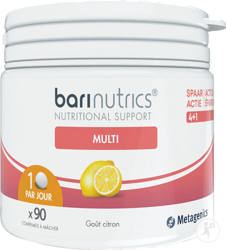 BariNutrics Multi Complément Alimentaire Goût Citron 90 Comprimés À Mâcher