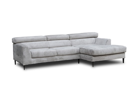 CITY - Canapé tissu Colmar angle droit assise coulissante gris foncé