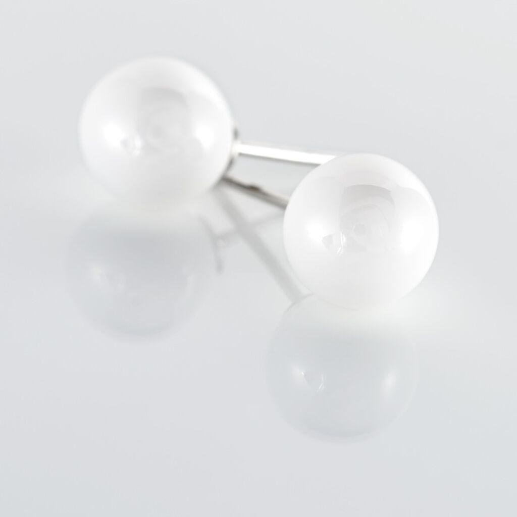 Boucles D'oreilles Puces Orbe Argent Blanc Céramique