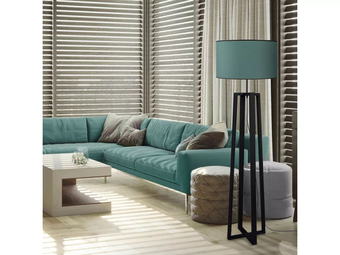 Lampadaire colonne bois noir,vert 155 cm.