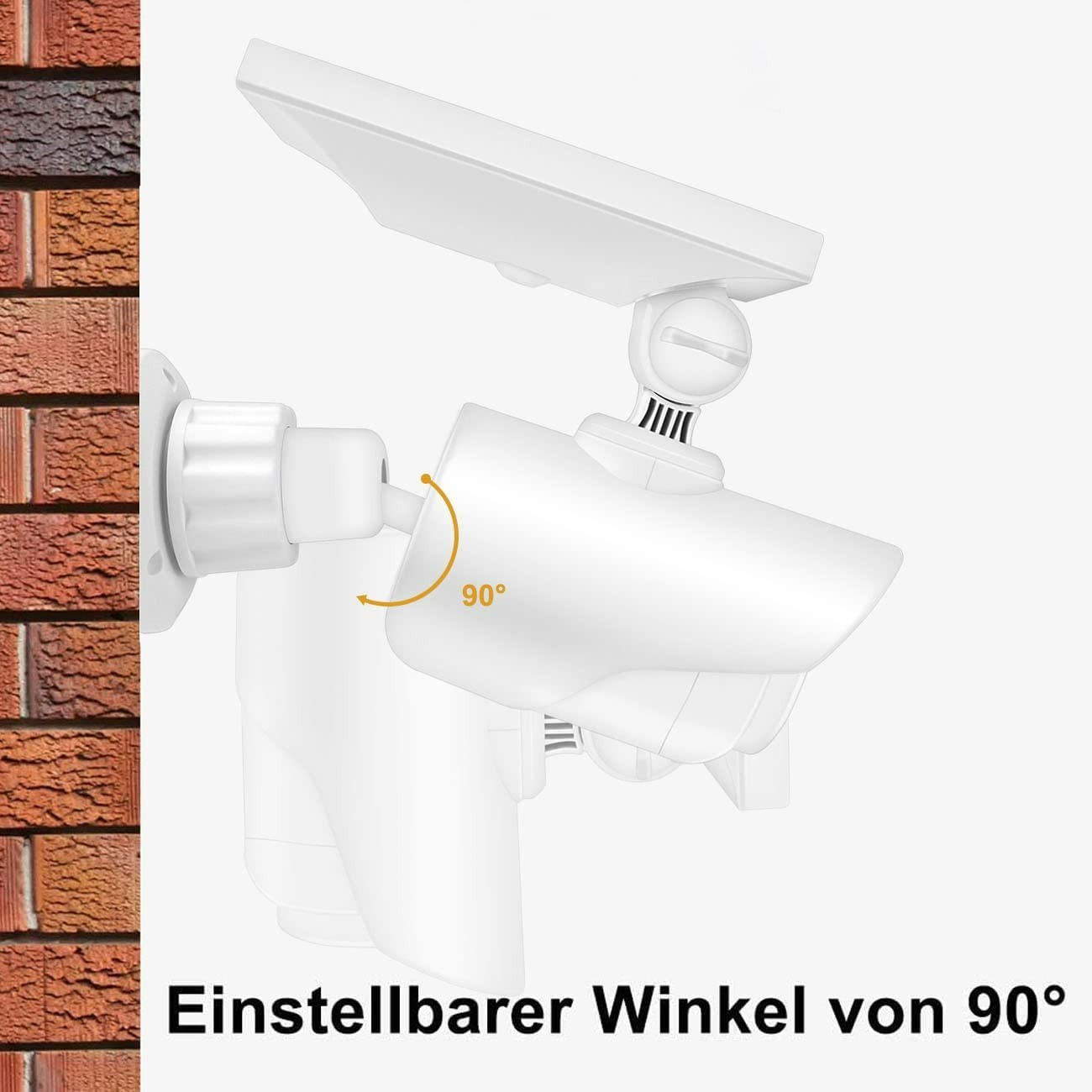 Dummy Outdoor Solar Sicherheitskamera Überwachungskamera Attrappe mit LED Beleuchtung inkl. Wandhalterung (IP66) - Weiss