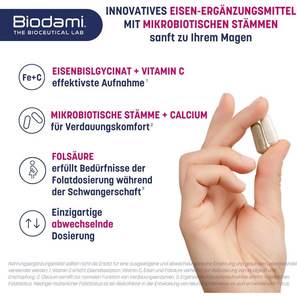 Biodami Ferro Fatigue Redux: Eisen + Vit C + mikrobiotische Stämme bei Müdigkeit