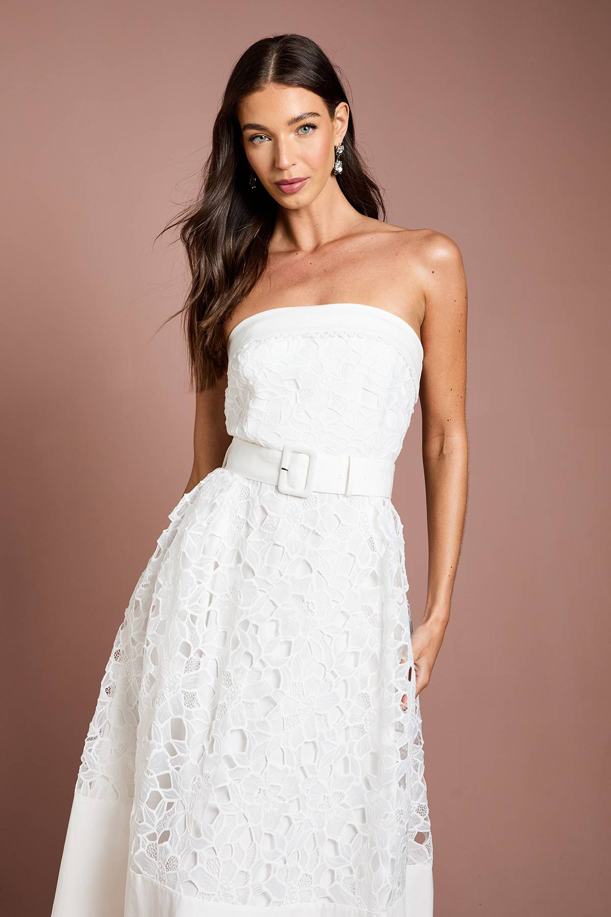 Coast Robe Midi En Dentelle À Bustier Avec Ceinture