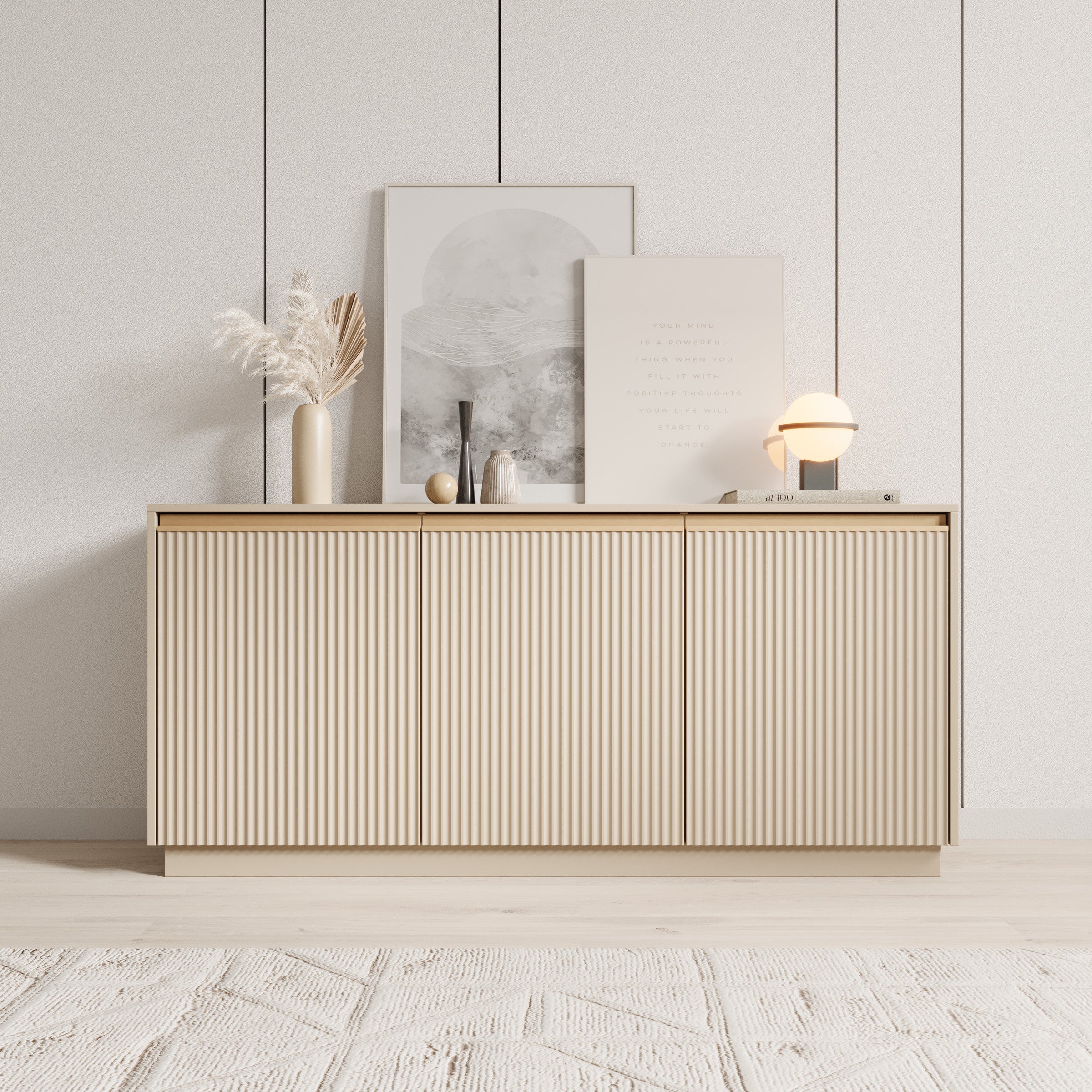 Meubella - Dressoir Remy - Beige - 154 cm
