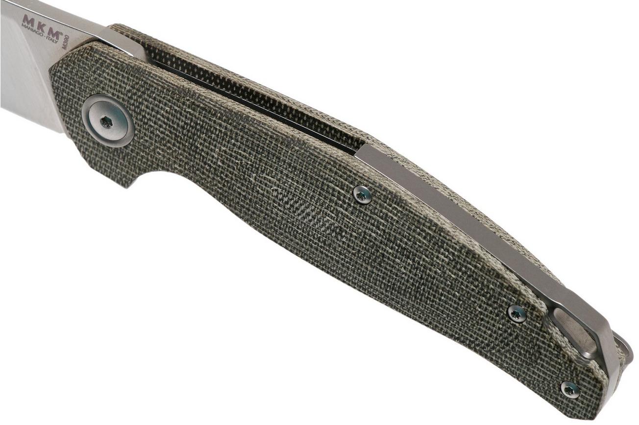 MKM Goccia GC-GC Green canvas Micarta zakmes, Jens Anso design