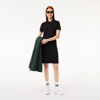 Robe polo en piqué de coton stretch Robes & Jupes - Noir - Lacoste - Femme
