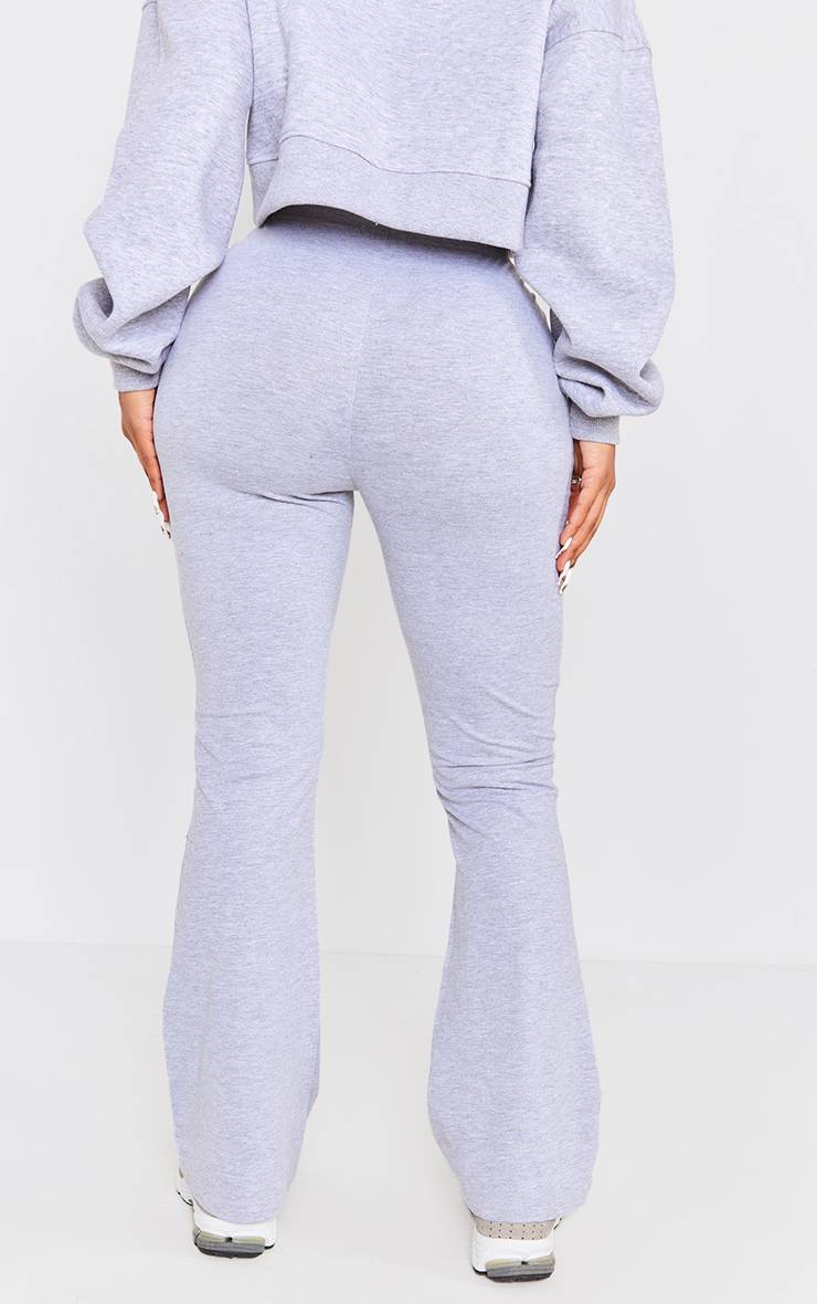 Gris Chiné Pantalon Évasé Taille Haute En Coton Shape
