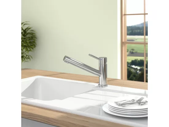 Robinet cuisine VILLEROY ET BOCH Como Acier massif poli + nettoyant