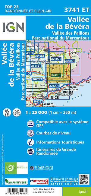 IGN - TOP25 3741ET VALLEES DE LA BEVERA IGN