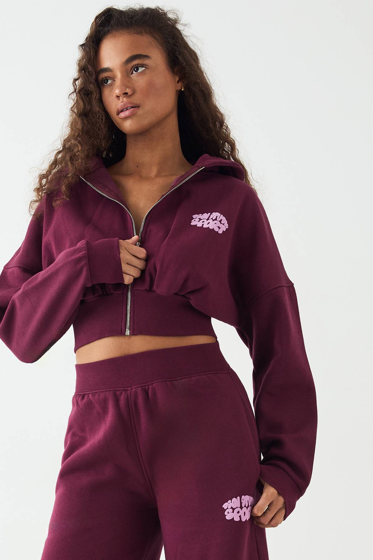 Sweat à Casynthétiqueche Court Zippé Boxy DSGN Studio Sport Imprimé Bulles