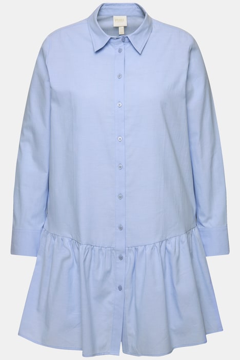 Hemdbluse, Volantsaum, Hemdkragen, Langarm, Biobaumwolle