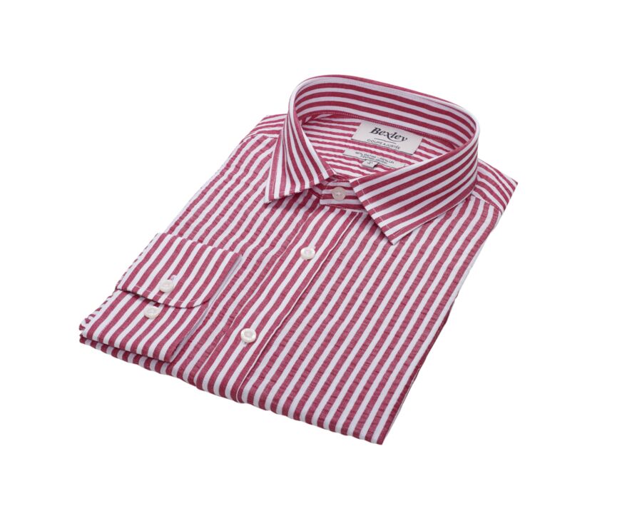 Chemise coton lin à rayures rouges et blanches - SYLVANDRE