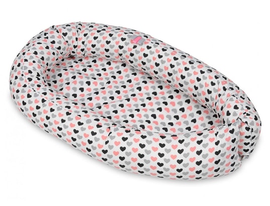 VELINDA - Cocon gigoteuse coeurs roses-noirs-gris
