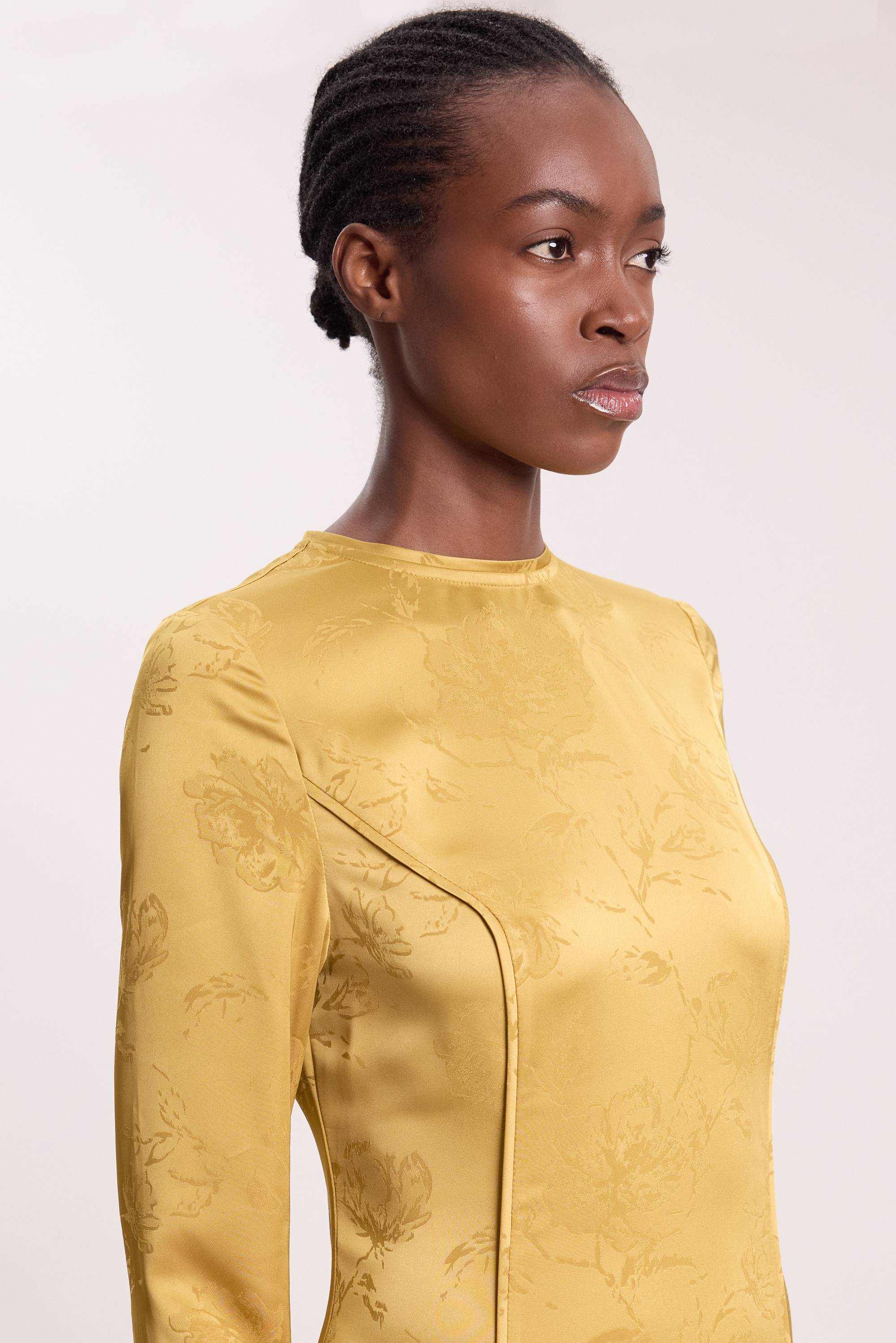 KarenMillen Robe Maxi Tissée À Manches Longues En Jacquard Et Ourlet Mouchoir