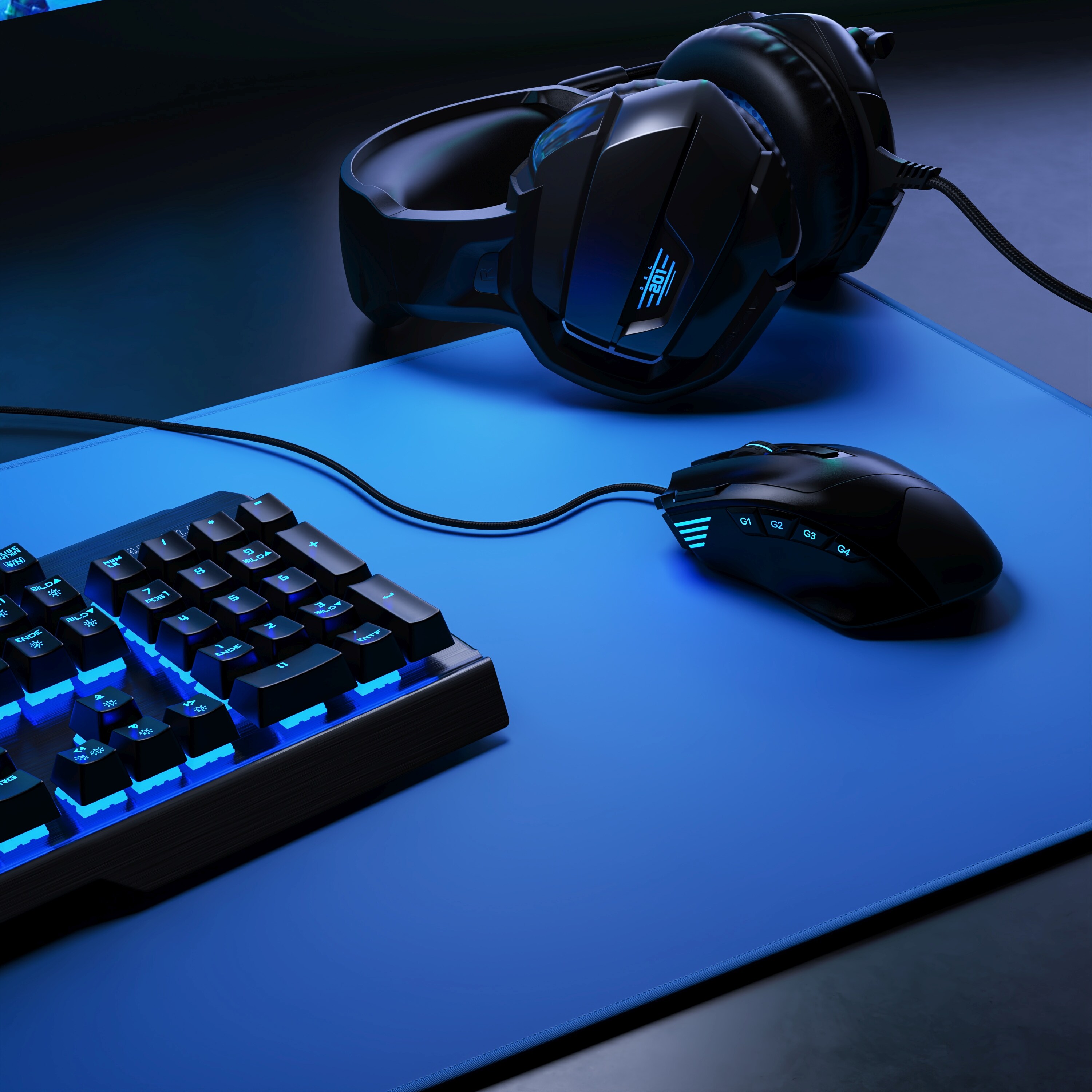CSL Gaming Mauspad, XXL, 900 x 400 x 3 mm, Schreibtischunterlage, extralarge, waschbar, dunkelblau