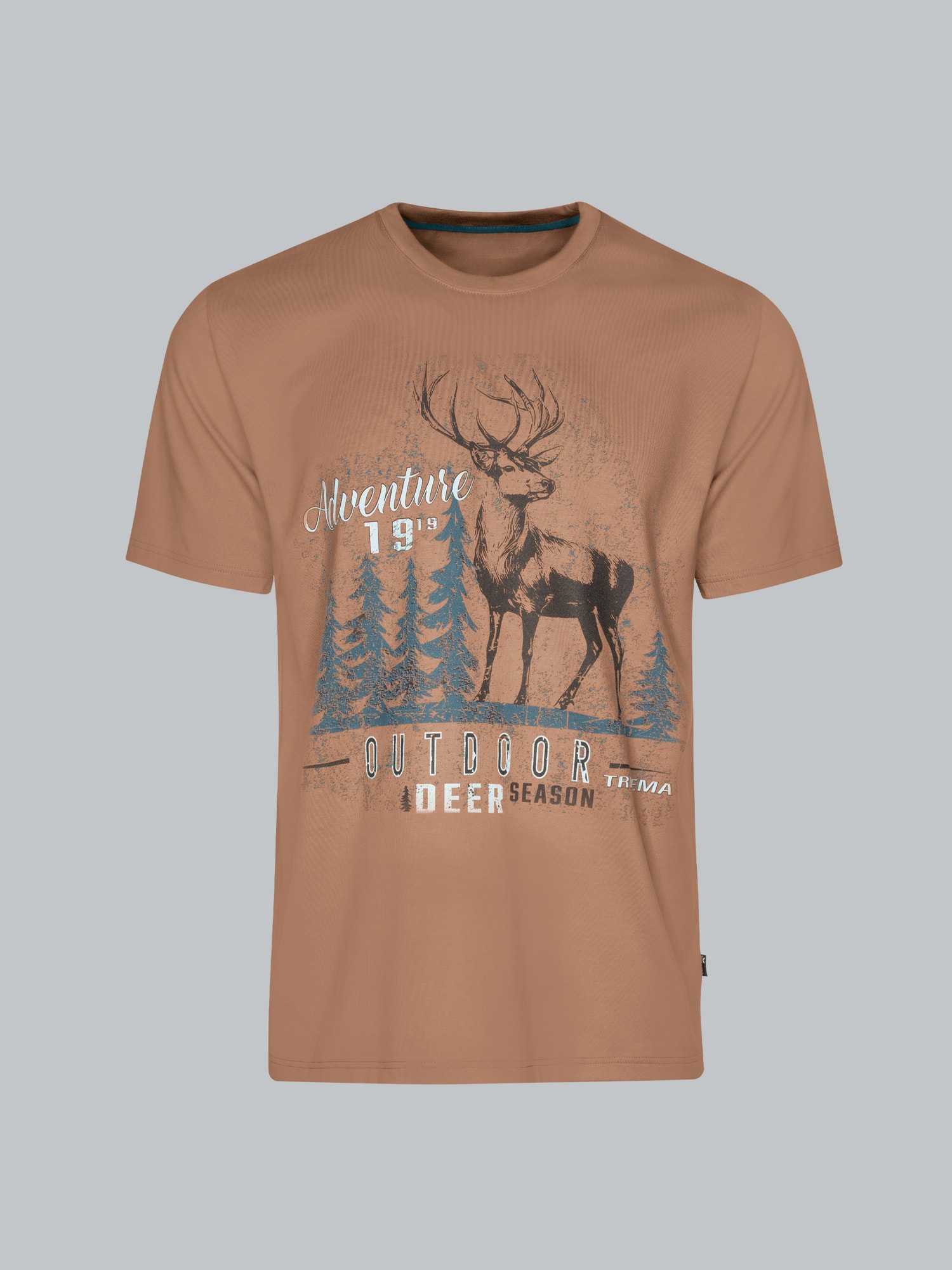 T-Shirt mit großem Hirsch-Printmotiv Haselnuss