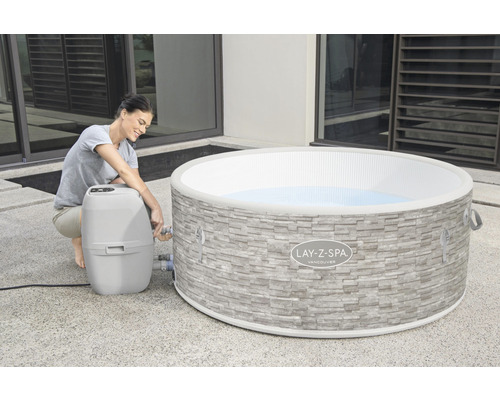 Bestway® LAY-Z-SPA® Vancouver AirJet Plus™ opblaasbare hottub met 140 luchtjets, geïntegreerd verwarmingssysteem, multifunctionele pomp en app-bediening, grijs