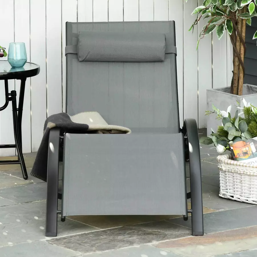 Outsunny Gartenliege mit abgerundetem Design grau