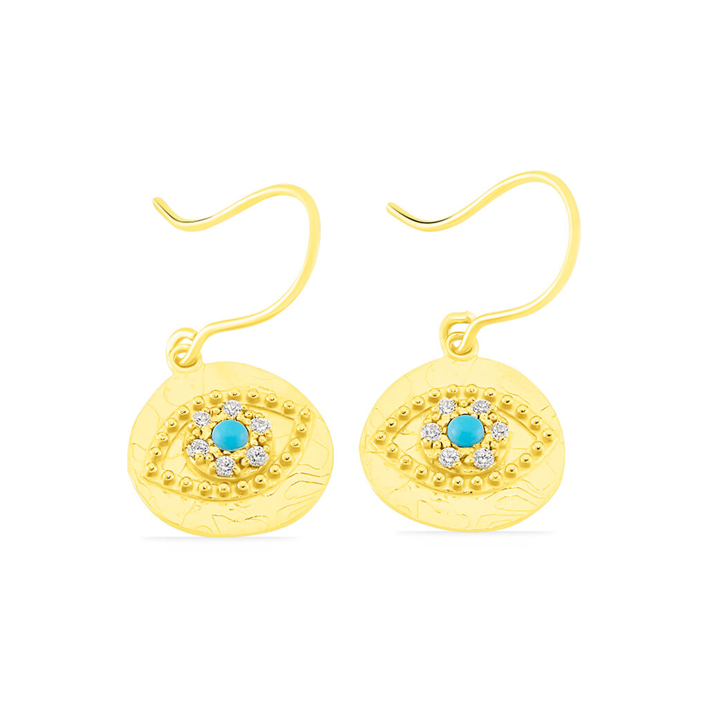 Boucles D'oreilles Pendantes Firmine Or Jaune Oxyde De Zirconium