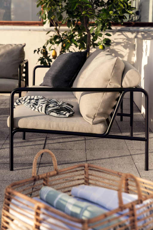 Houe Avon 2-zits loungebank frame zwart stof ash heritage